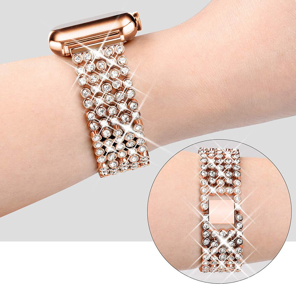 Stainless Steel Diamond Apple Watch Band – Series 4–11, SE, Ultra