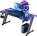 FRODROVIA RGB Gaming Desk - 47"/55"/63", ZZ Frame, Carbon Fiber, 4×4 RGB LED, Cup Holder, Headphone Hook, 200 lb