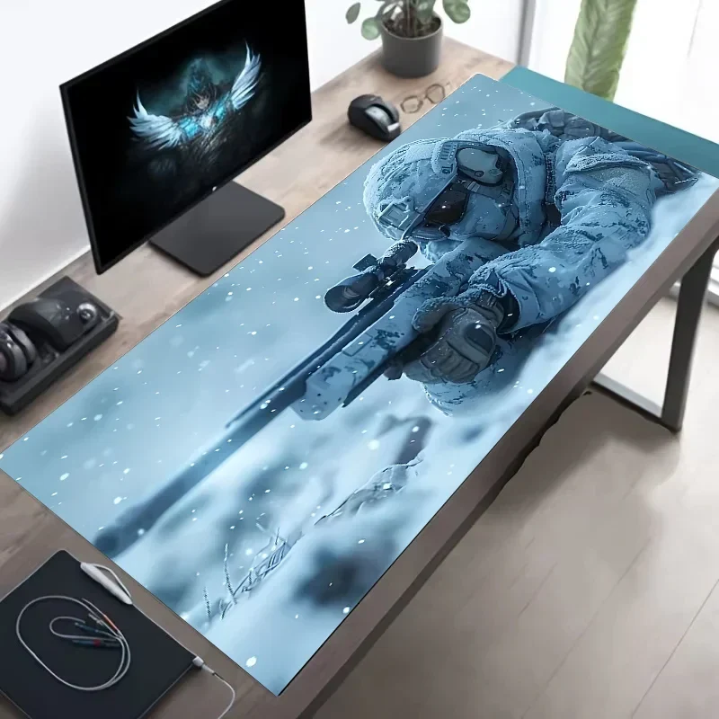 Tactical Soldier XXL Gaming Mouse Pad – Non-Slip Rubber Desk Mat with Stitched Edges & Lycra Surface for FPS Gamers