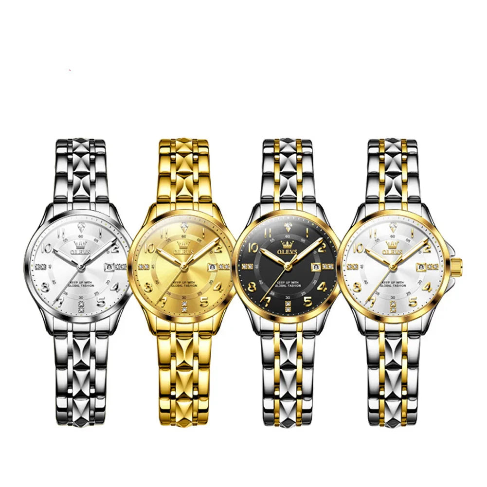 Women's Stainless Steel Two Tone Quartz Watch With Date