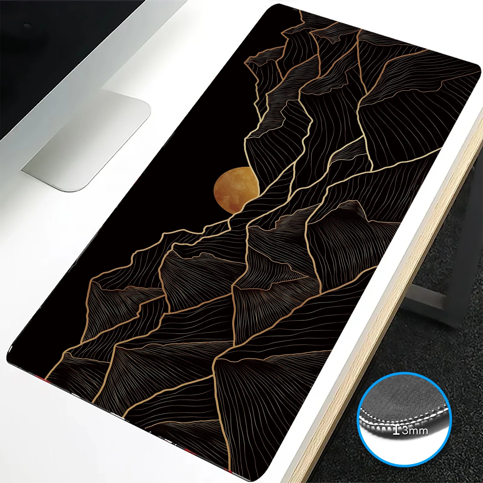 VIKAMA Black Wave Table Mat Black Game Mouse Pad Mat Anti-Slip Mat Desktop Carpet Game Handle Desktop Gadget Mouse Pad