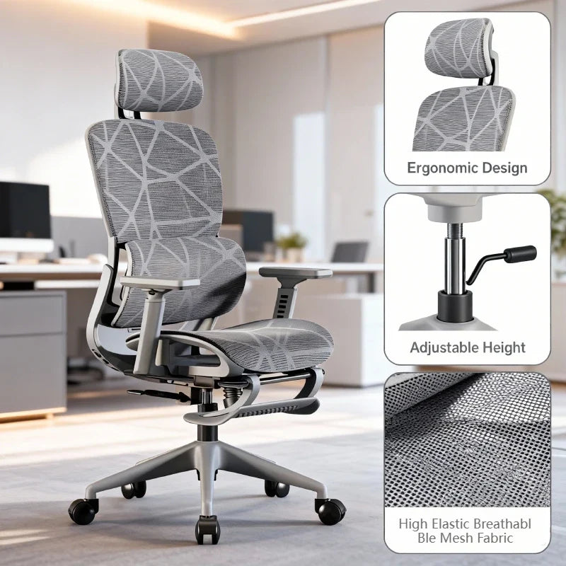 Ergonomic Office Chair Adjustable Relax Gaming Chair Computer Study Long Sitting Wheels Furgle Fauteuil Rose Office Furniture