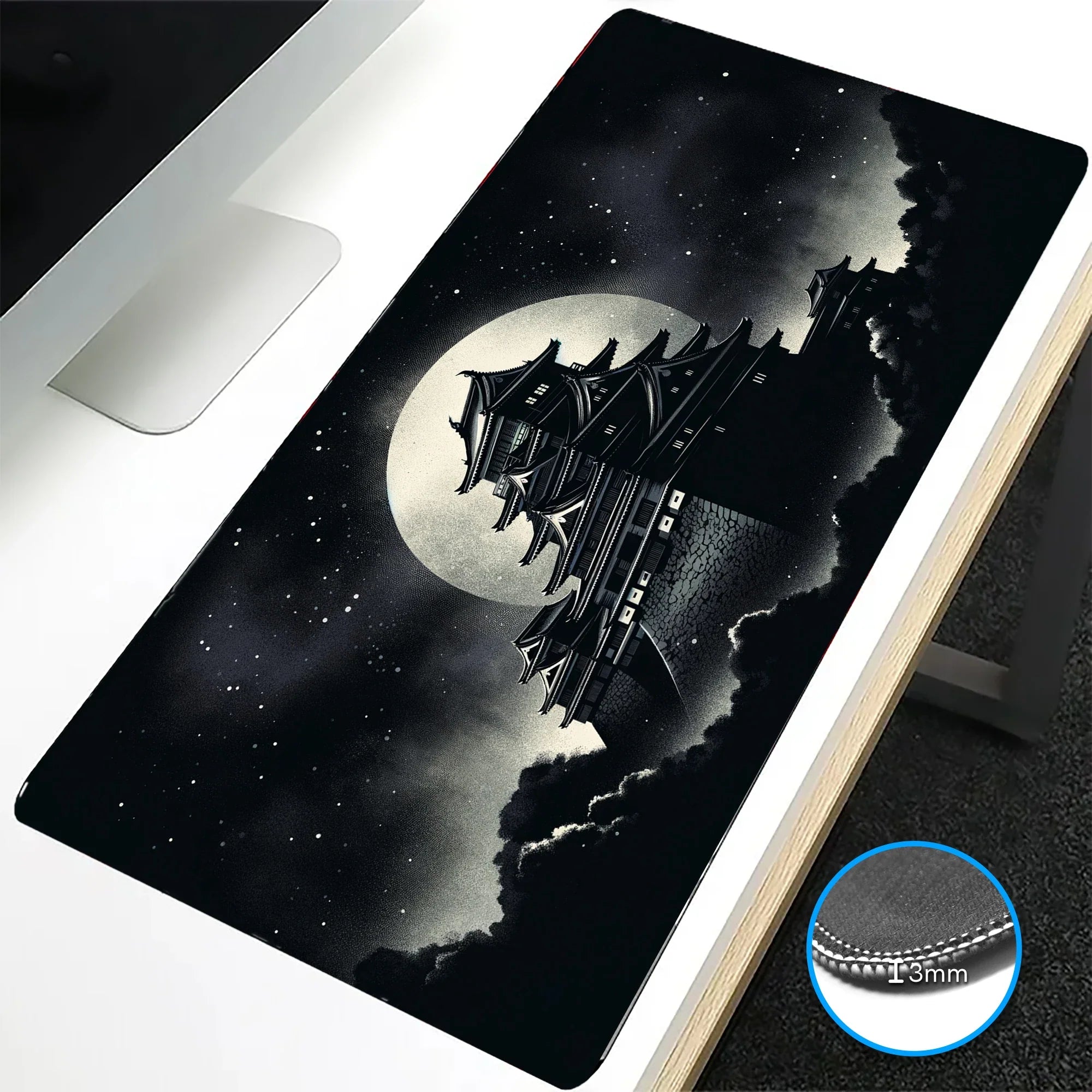 VIKAMA Black Wave Table Mat Black Game Mouse Pad Mat Anti-Slip Mat Desktop Carpet Game Handle Desktop Gadget Mouse Pad