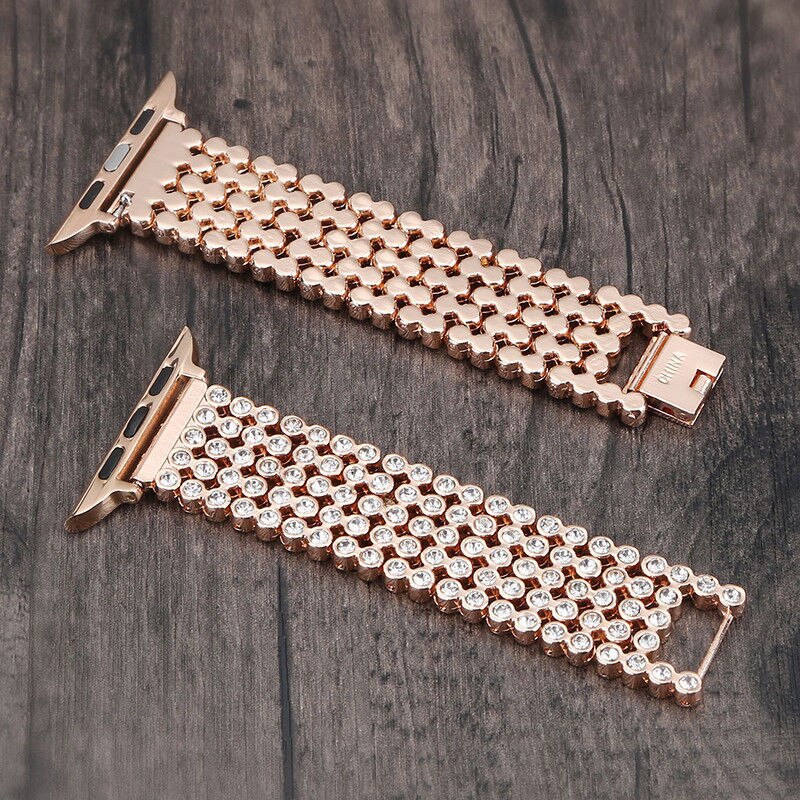 Stainless Steel Diamond Apple Watch Band – Series 4–11, SE, Ultra