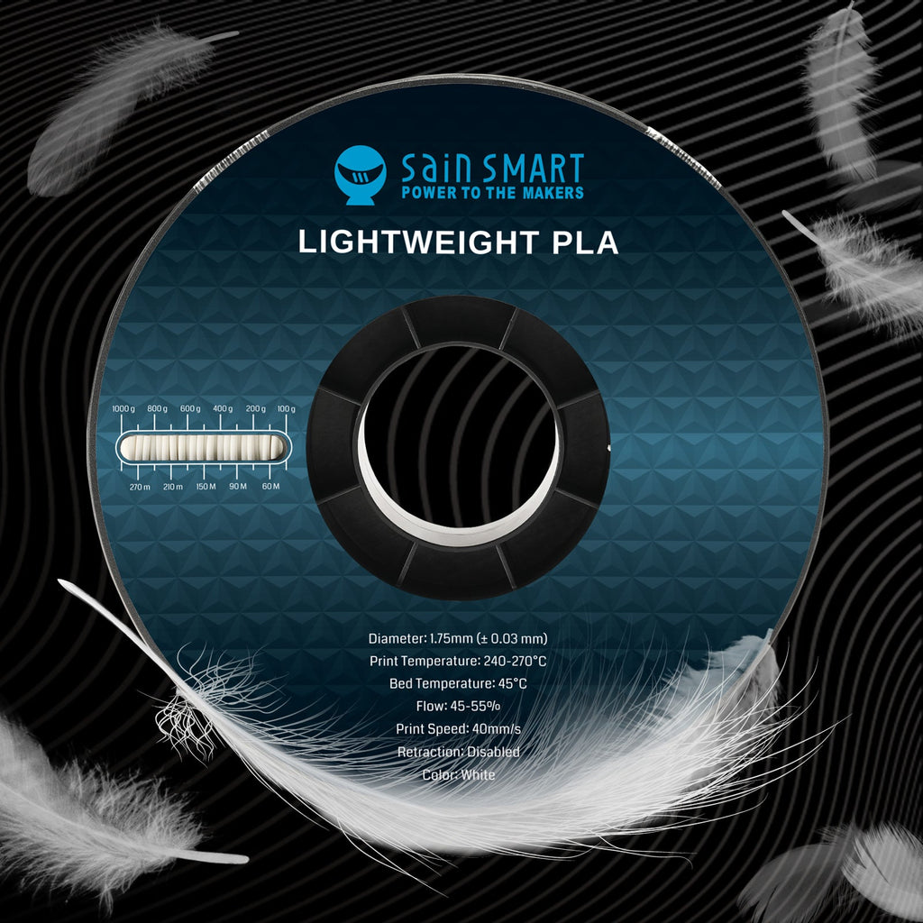 LW-PLA Filament, 1.75mm, Black & White, 1KG, Lightweight Low-Density Active Foaming PLA for 3D Print RC Planes Drone Parts