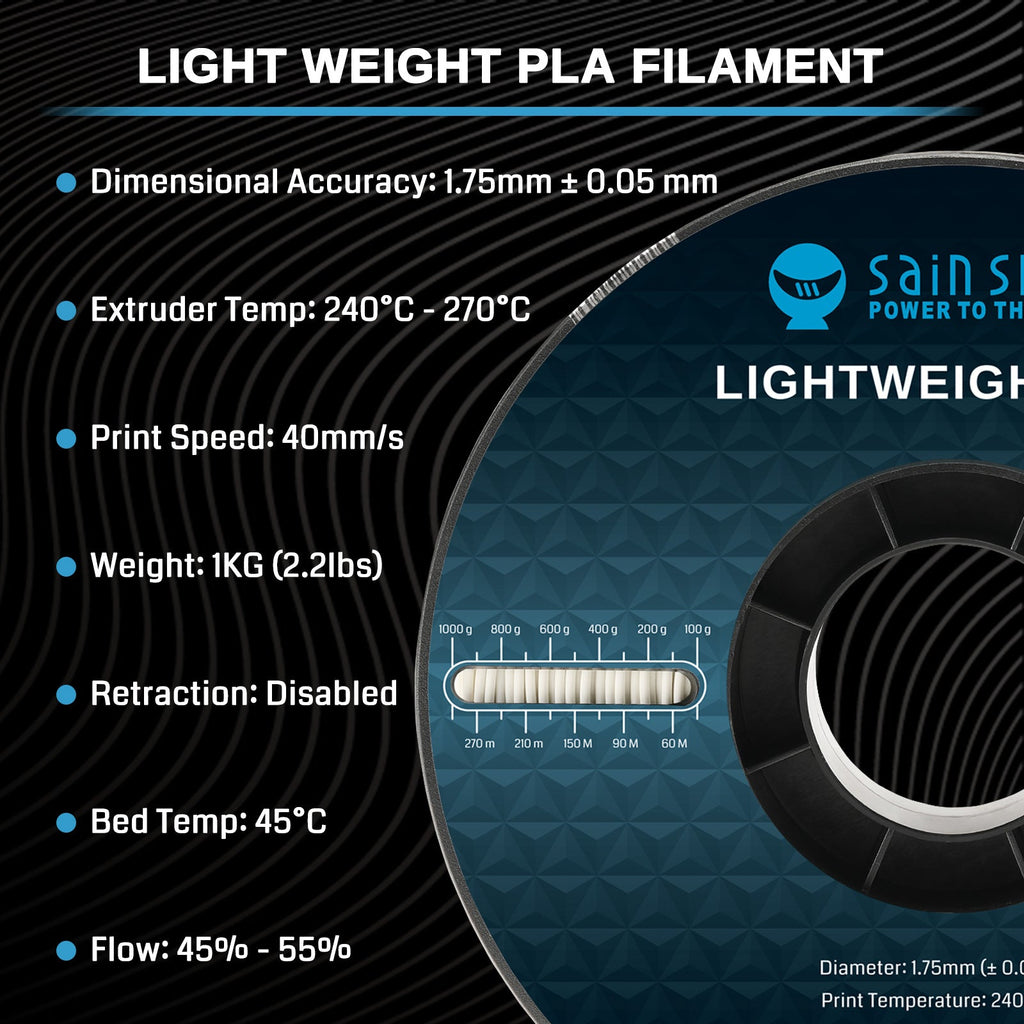 LW-PLA Filament, 1.75mm, Black & White, 1KG, Lightweight Low-Density Active Foaming PLA for 3D Print RC Planes Drone Parts