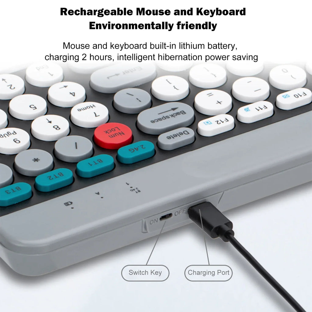 Luxuglow™ Dual-Mode 2.4G & Bluetooth 5.0 Wireless Keyboard & Mouse Combo – Rechargeable, 3-Channel, Type-C | FlipStylez LLC®