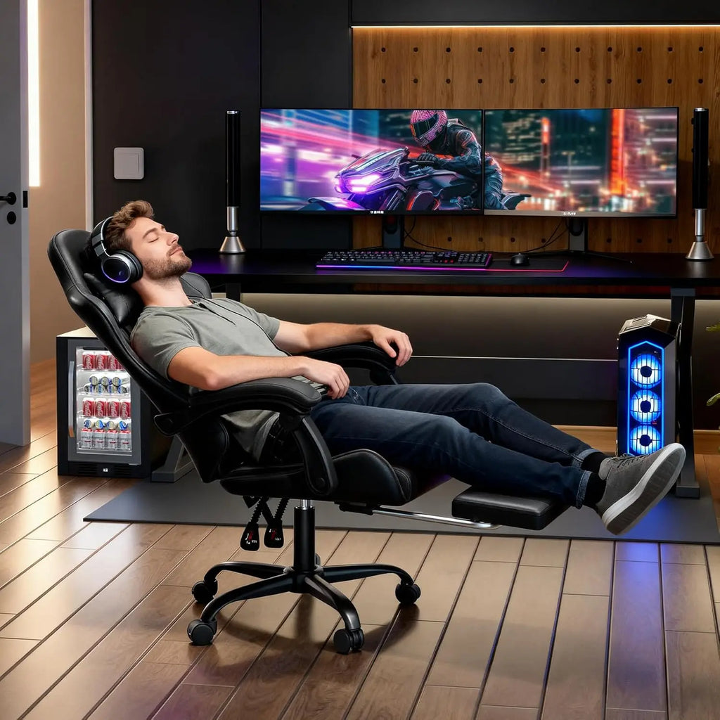 Gaming Chair for Adults, Ergonomic Computer Chair with Linkage Armrests,Height Adjustable Gamer Chair with Footrest and Headrest