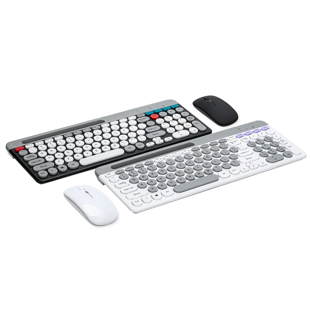 Luxuglow™ Dual-Mode 2.4G & Bluetooth 5.0 Wireless Keyboard & Mouse Combo – Rechargeable, 3-Channel, Type-C | FlipStylez LLC®