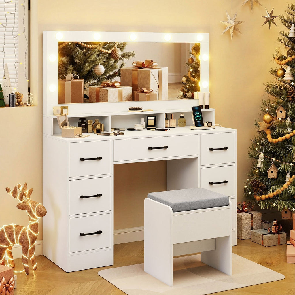 Vanity Desk with Mirror and Lights 