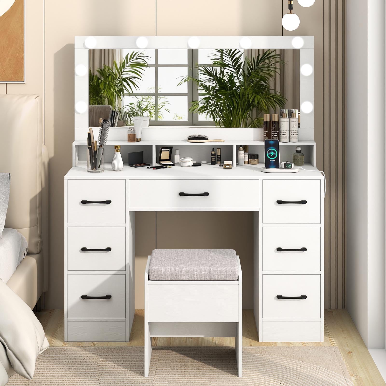 Vanity Desk with Mirror and Lights 