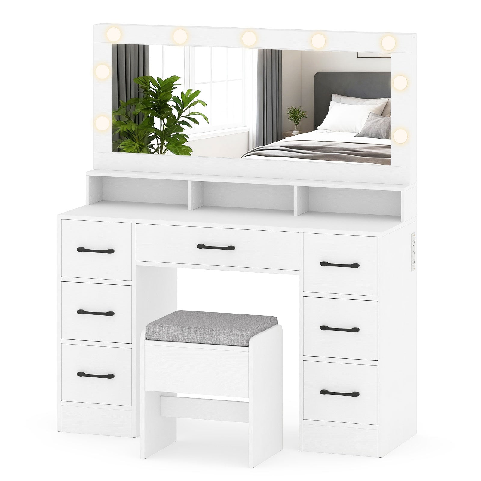 Vanity Desk with Mirror and Lights 