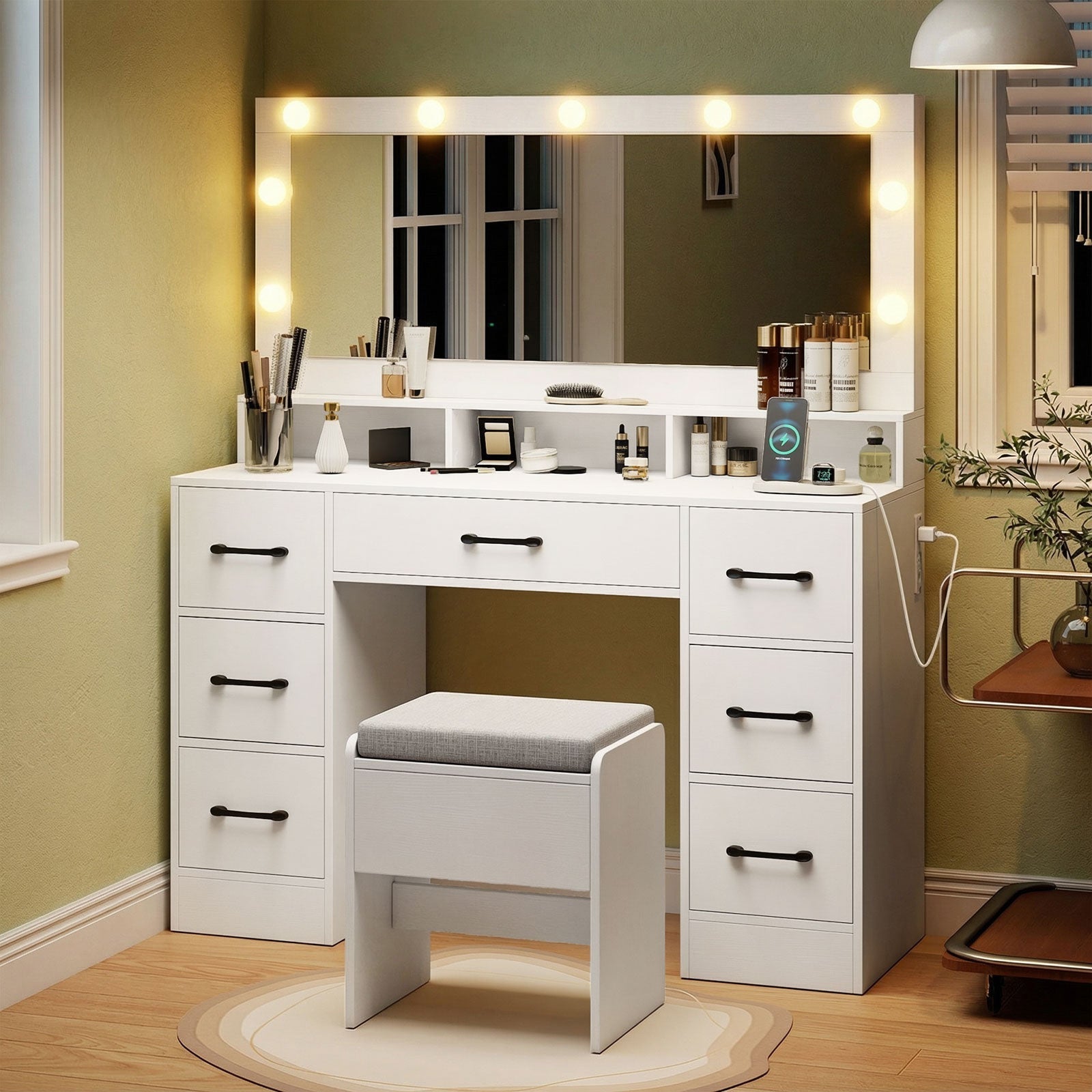 Vanity Desk with Mirror and Lights 