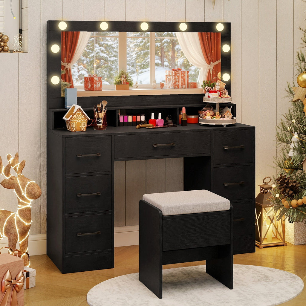 Vanity Desk with Mirror and Lights 