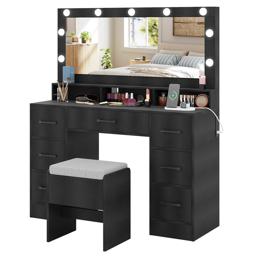 Vanity Desk with Mirror and Lights 