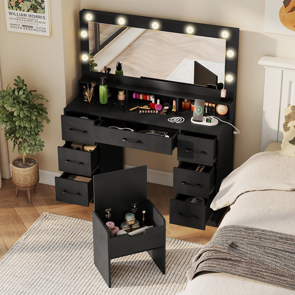 Vanity Desk with Mirror and Lights 