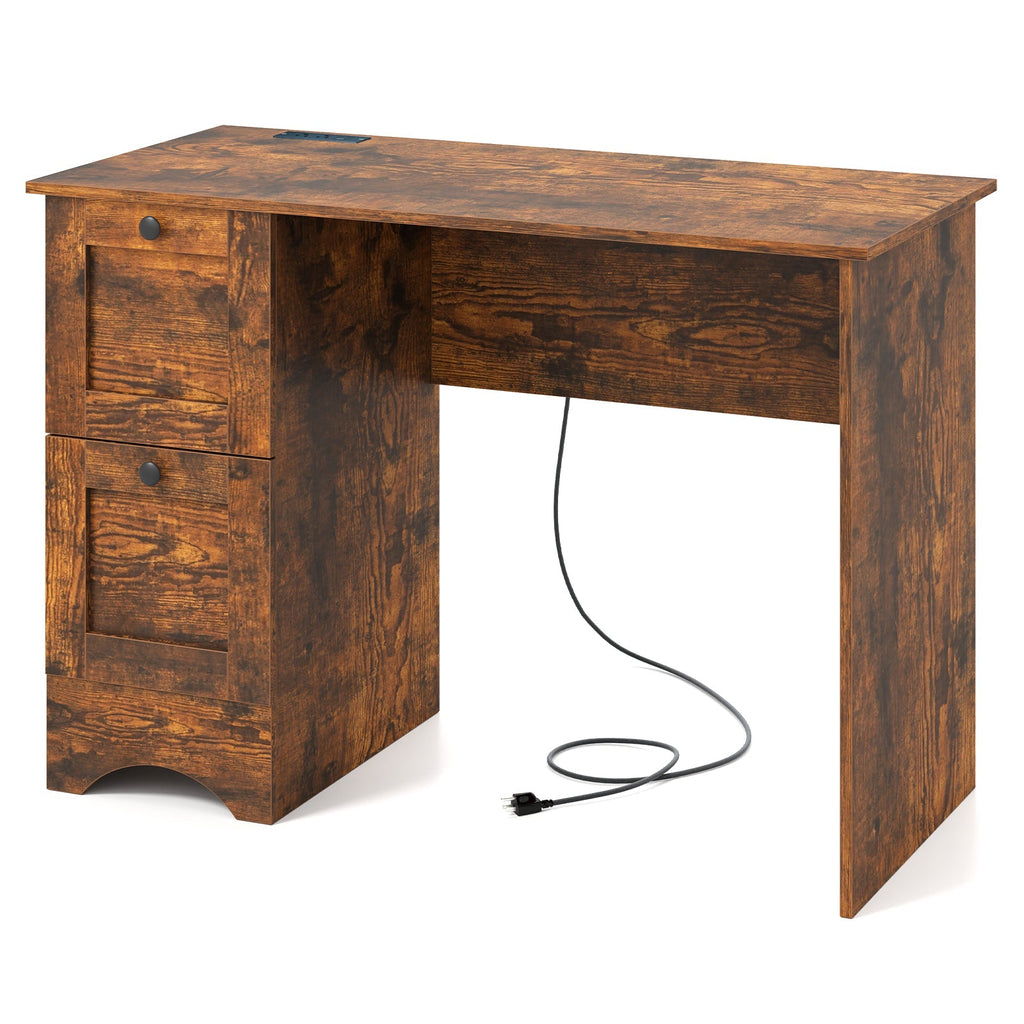 Wooden Computer Desk Workstation with 3 Drawers for Home and Office