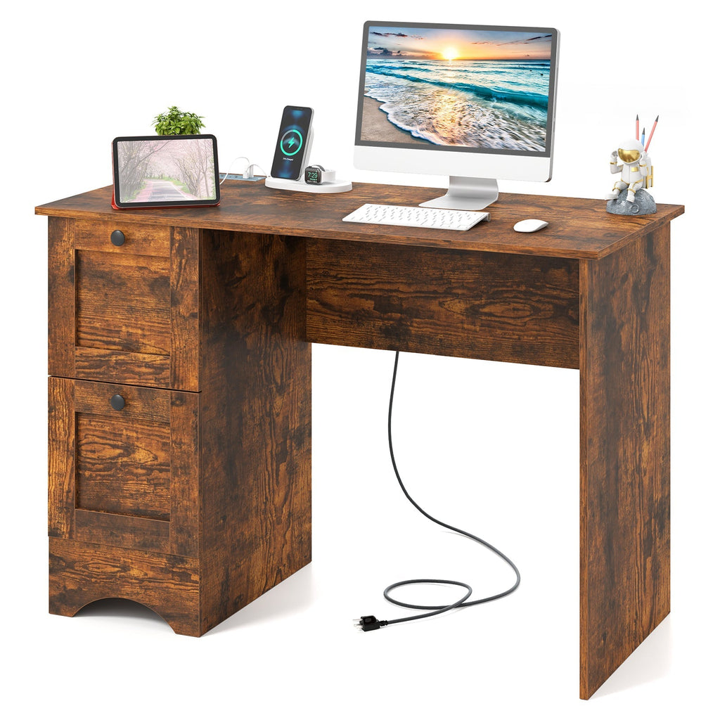 Wooden Computer Desk Workstation with 3 Drawers for Home and Office