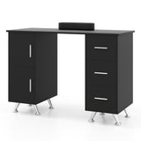 Wooden Manicure Table Nail Desk with Drawers Wrist Rest-Black