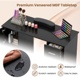 Wooden Manicure Table Nail Desk with Drawers Wrist Rest-Black