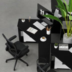 Corner Computer Desk with Storage Shelf - Triangle Design