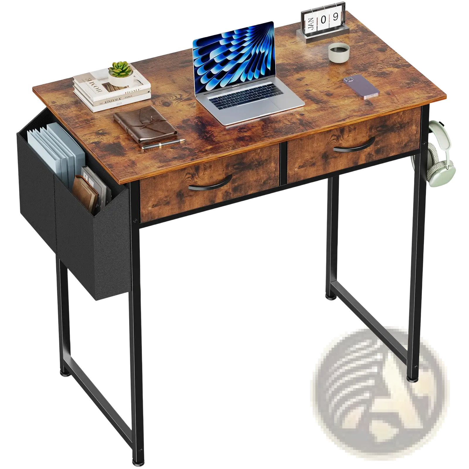 Computer Desk with Drawers and Storage Shelves