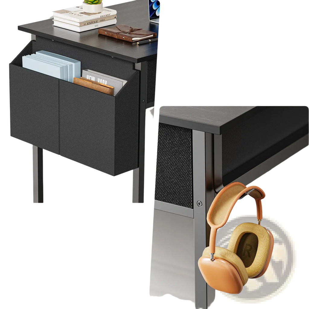 Computer Desk with Drawers and Storage Shelves