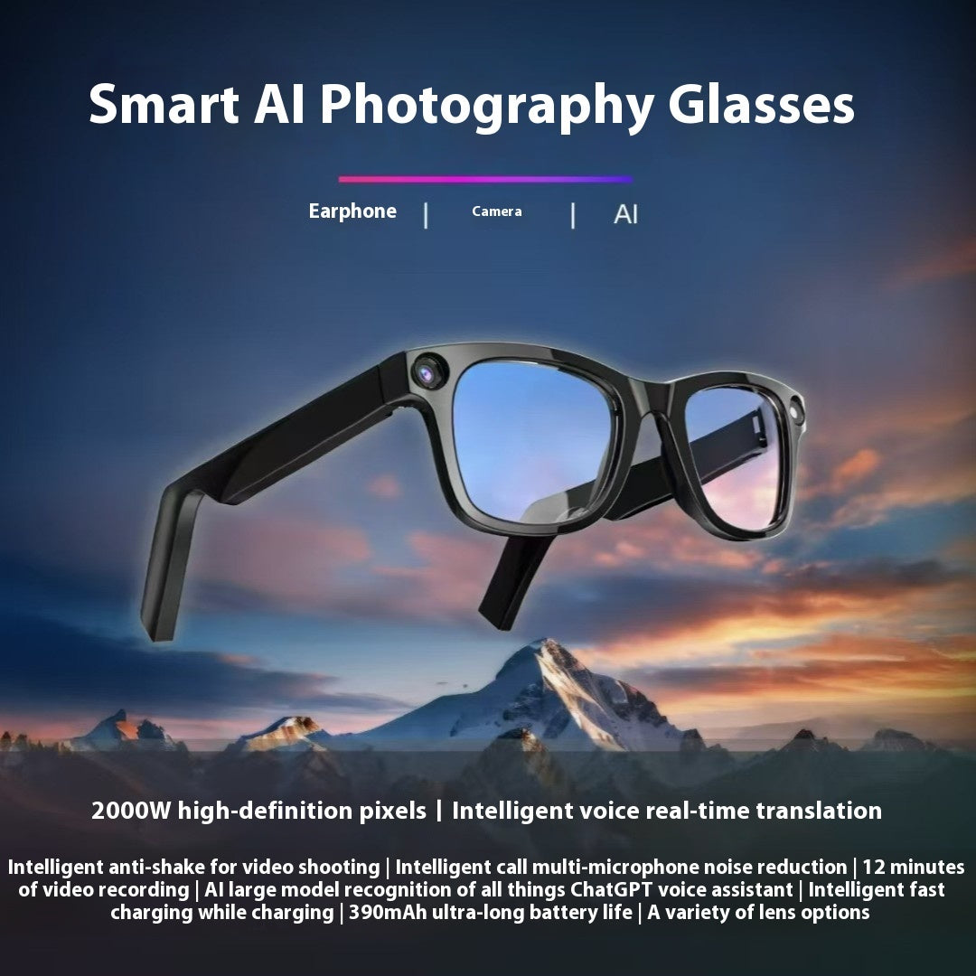 AI Smart Glasses with HD Camera and Anti-Shake Strap for Seamless Shooting
