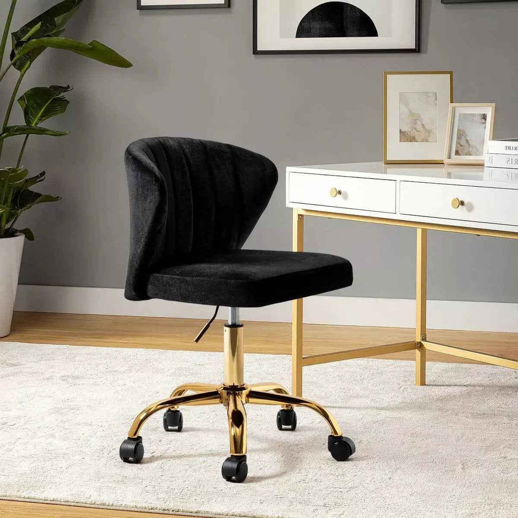 Black Velvet Swivel Office