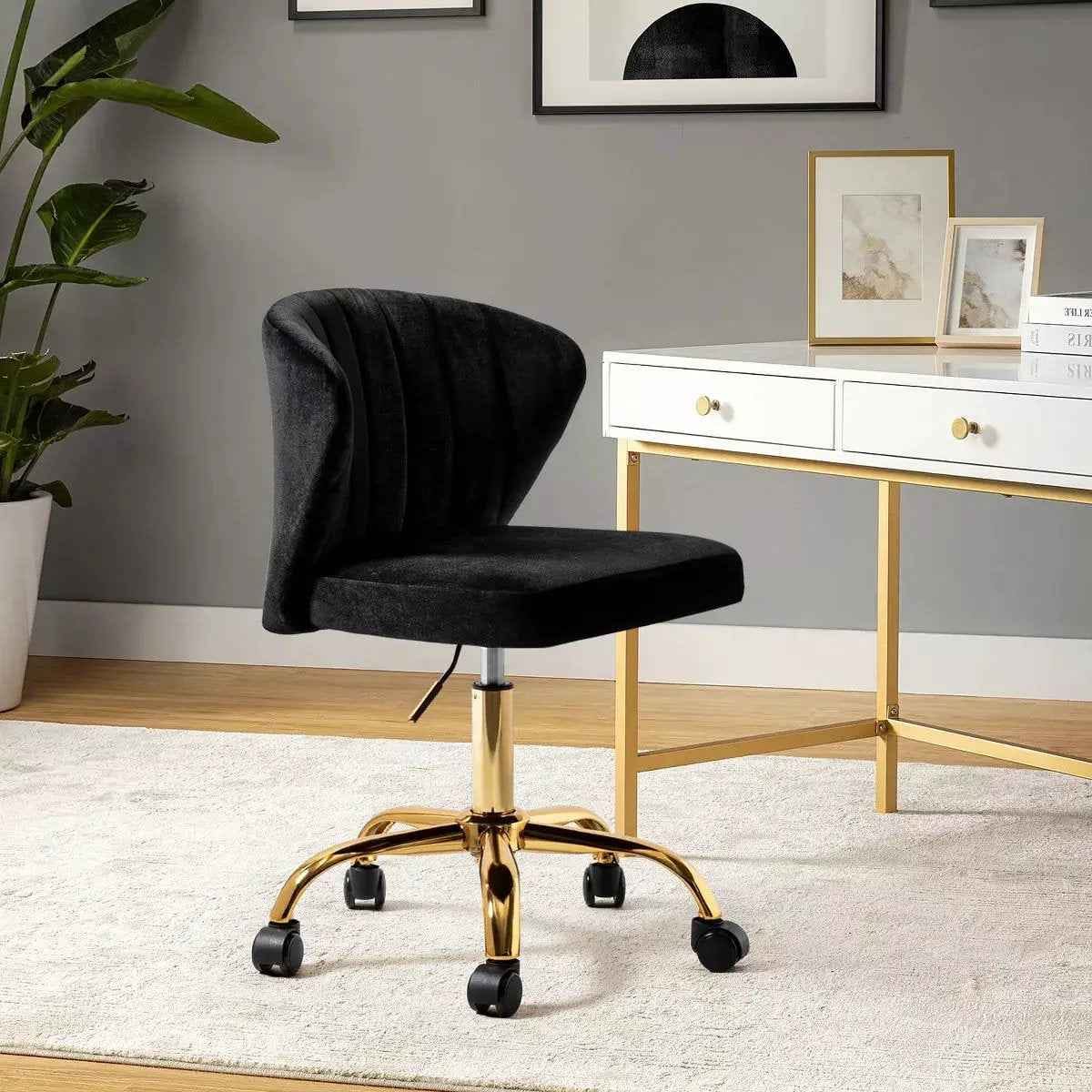 Black Velvet Swivel Office