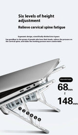 Aluminum Alloy Notebook Stand Portable Folding Lifting Tablet Height Increasing Desktop Twin Fan Computer