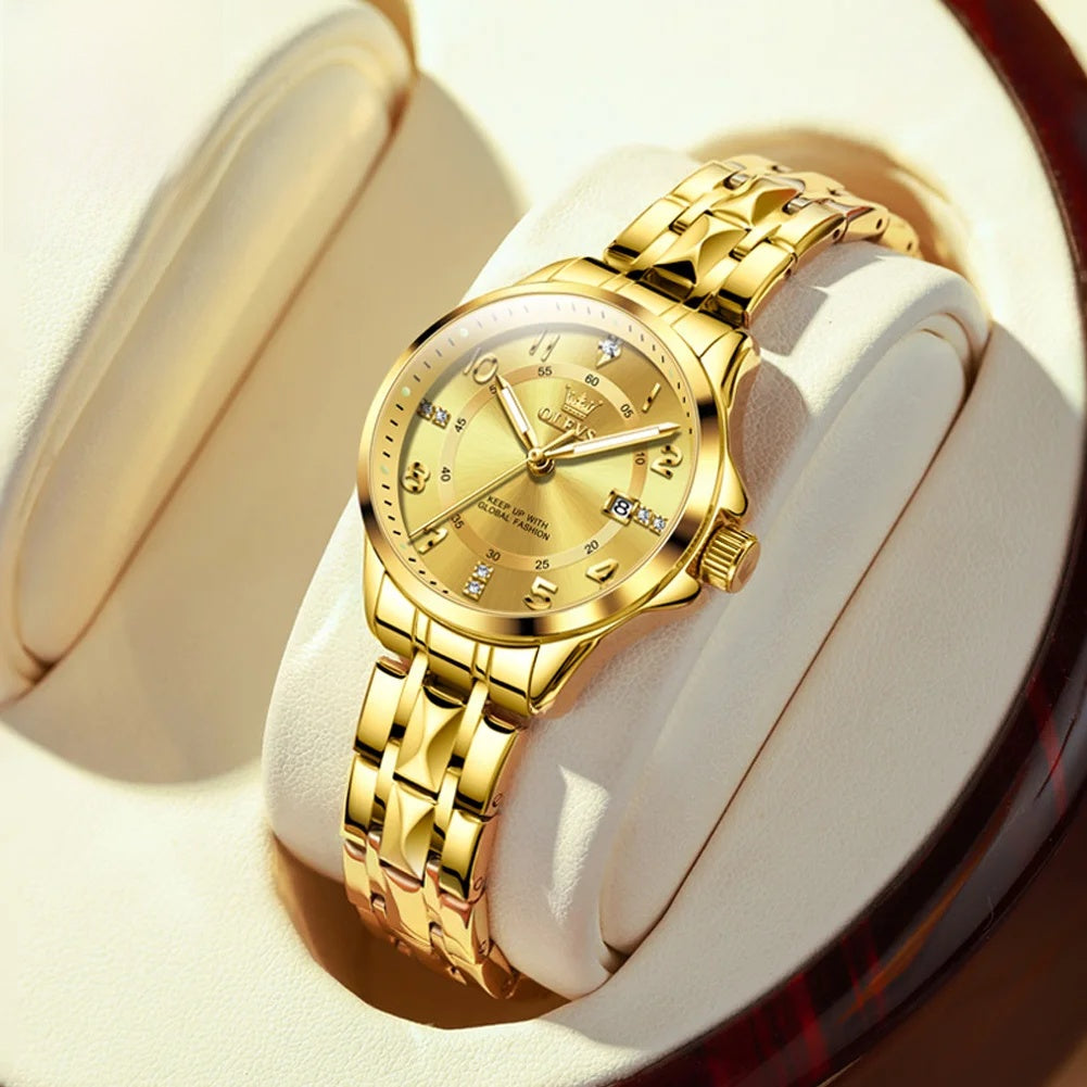 Women's Stainless Steel Two Tone Quartz Watch With Date