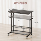 Mobile Stand up Desk Height Adjustable Standing Table with Tilting Tabletop