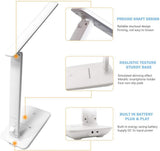 Modern Business Led Office Desk Lamp Touch Dimmable Foldable With Calendar Temperature Alarm Clock table Reading Light Decorative Table Lamp Cute Study Lamps for Bedroom Décor