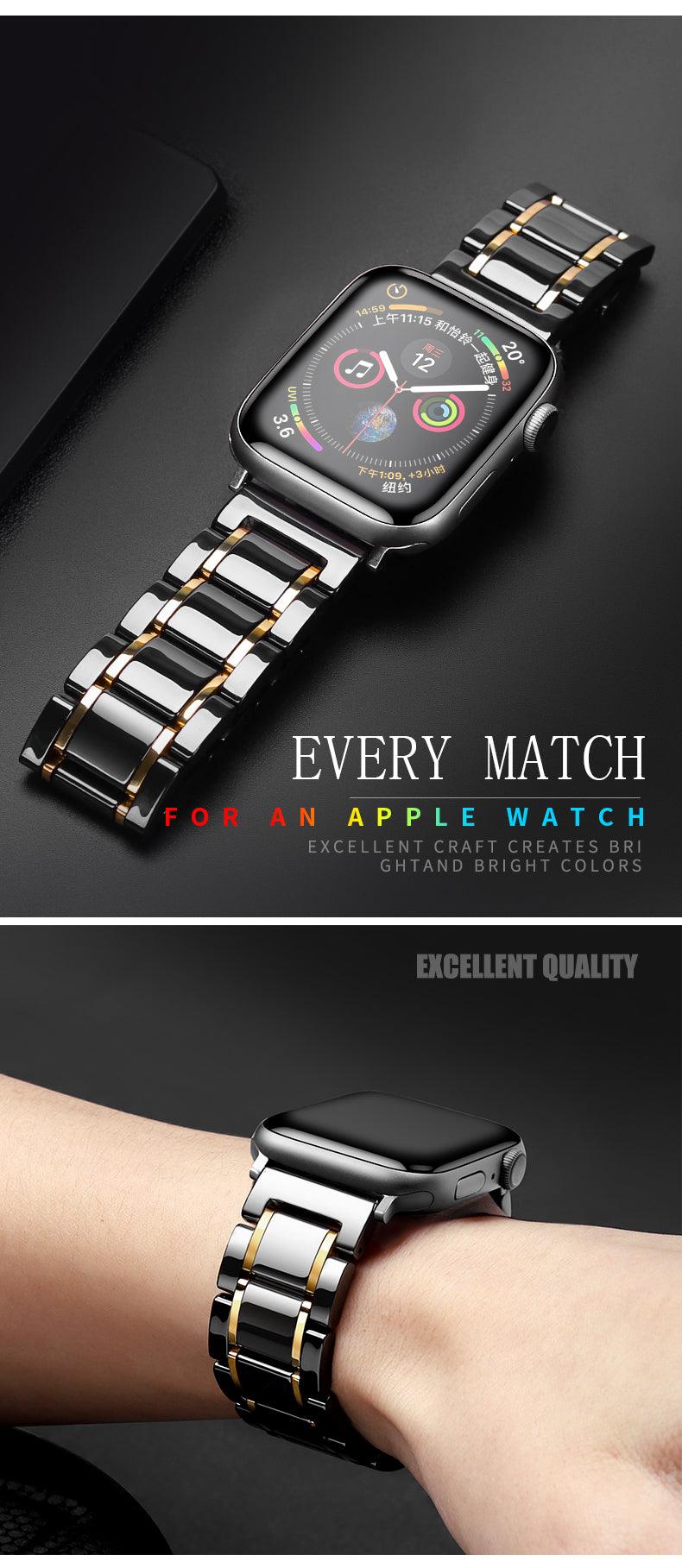 Ceramic Apple Watch Band Series 11/10/9/8/7/6/5/4/ SE / Ultra 1/2/3