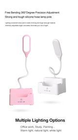 Rechargeable Led Table Lamp With Fan Touch Dimmable Desk Lamp Eye protection Reading Light For Kid With Phone Hoder Pen Holder Decorative Table Lamp Cute Study Lamps for Bedroom Décor