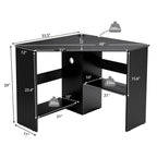 Corner Computer Desk with Storage Shelf - Triangle Design