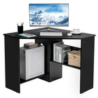 Corner Computer Desk with Storage Shelf - Triangle Design