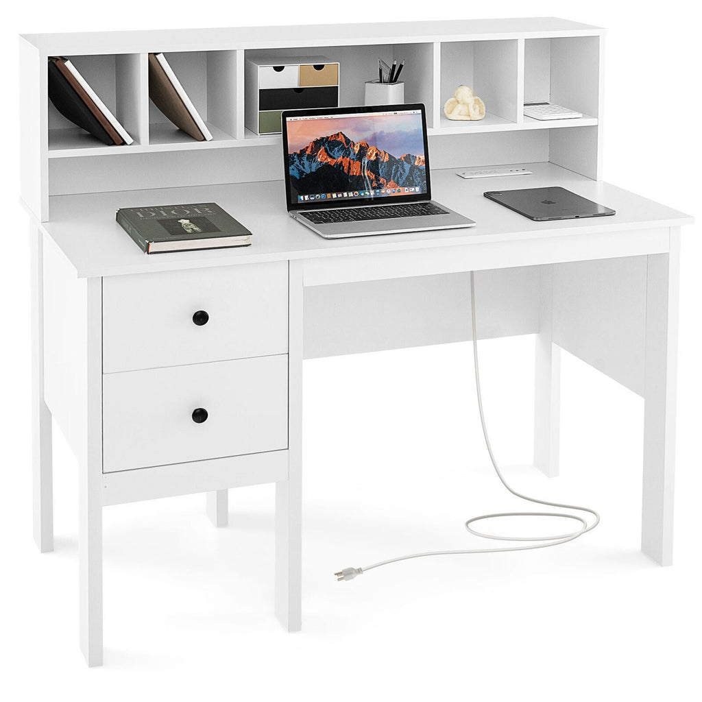 48 Inch Computer Desk with Drawers Power Outlets